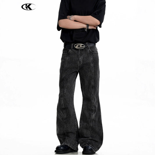 Men's and Women's Water-Washed Faded Flared Denim Pants