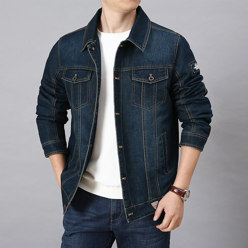Men's Casual Loose Plush Denim Jacket - Thickened Cotton Shirt