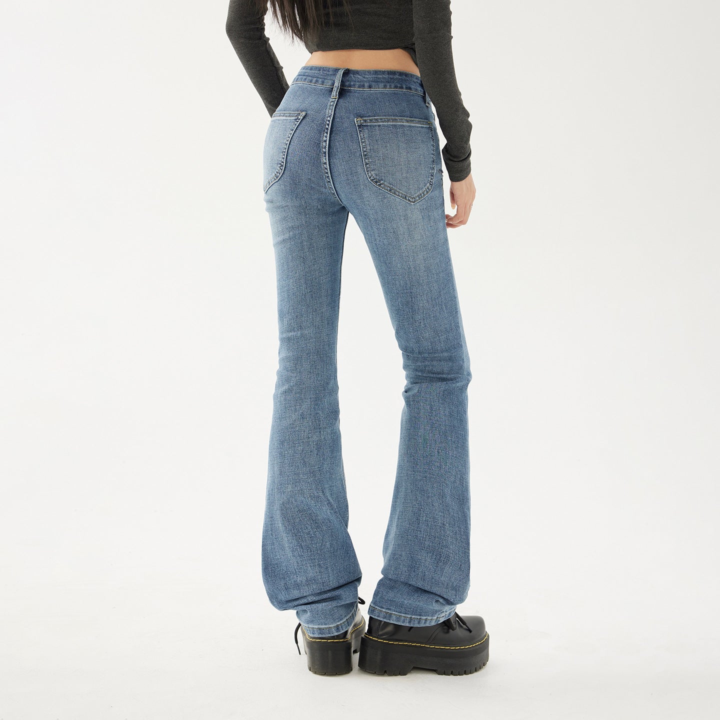 Style Flared Denim Pants for Women - Low Waist, Slim Fit, Straight Leg