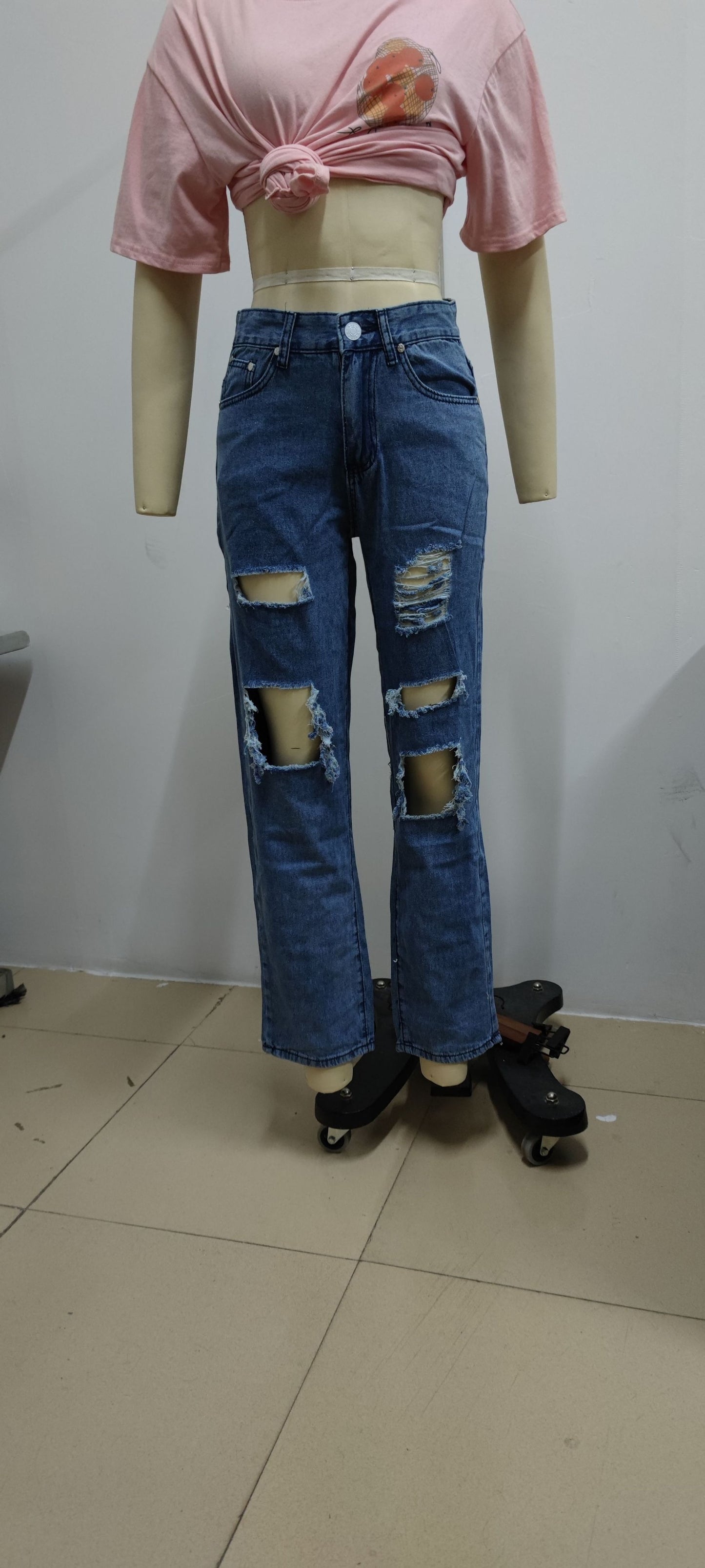 Sexy Summer Ripped High Waist Jeans for Women - Vintage Distressed Denim Trousers