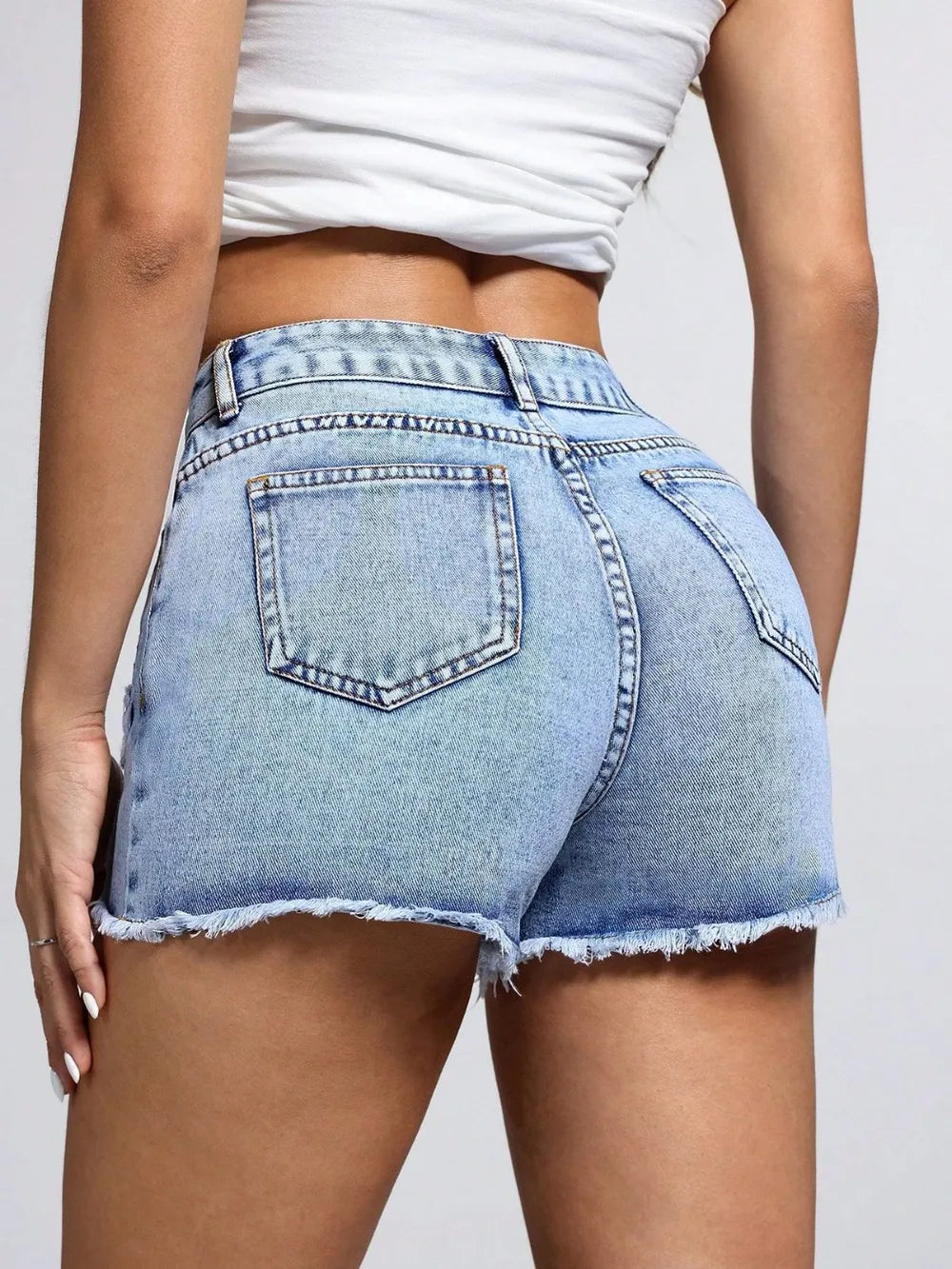 Star Raw Hem Denim Shorts - Premium Japanese Craftsmanship