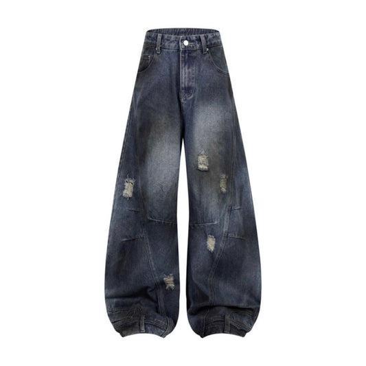 Premium Japanese Denim Knife Jeans - Distressed Loose Fit