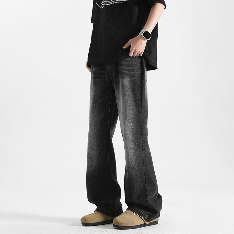 Men's Distressed Micro Flared Straight Leg Jeans