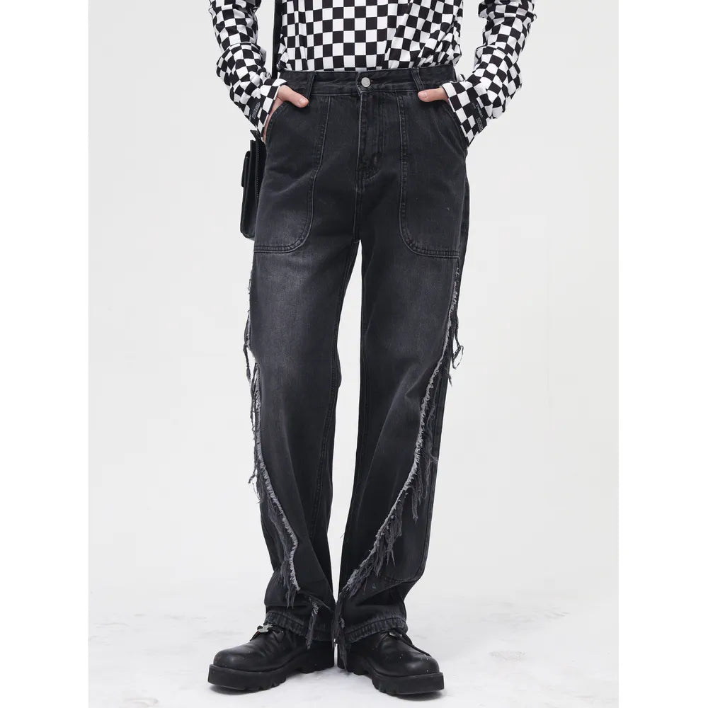 Premium Raw Hem Jeans with Pockets