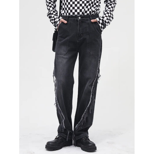 Premium Raw Hem Jeans with Pockets