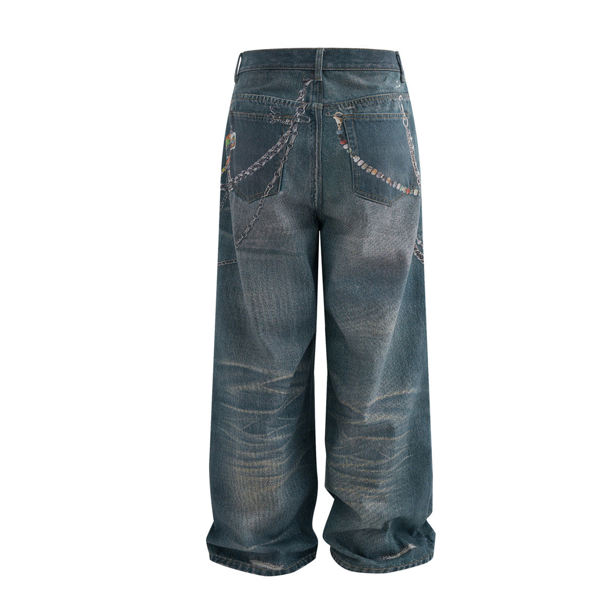 3D Printed Baggy Jeans - Wide Leg Pants for Men