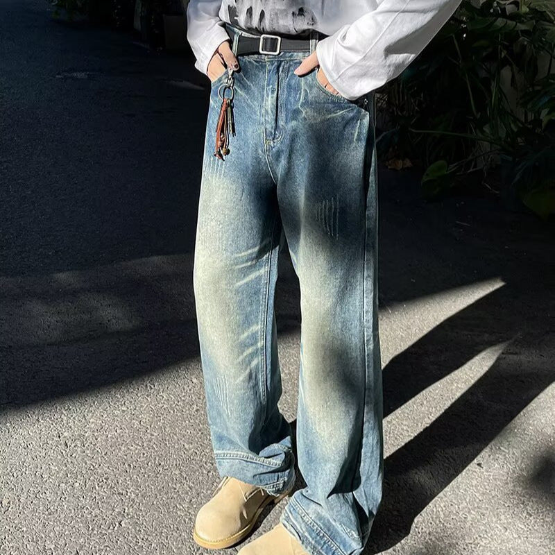 Vintage Washed Denim Jeans for Men - Autumn Collection