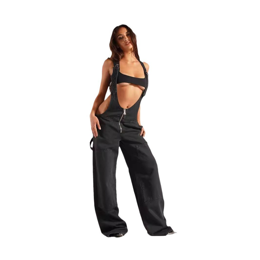 American Zipper Denim Overalls for Women