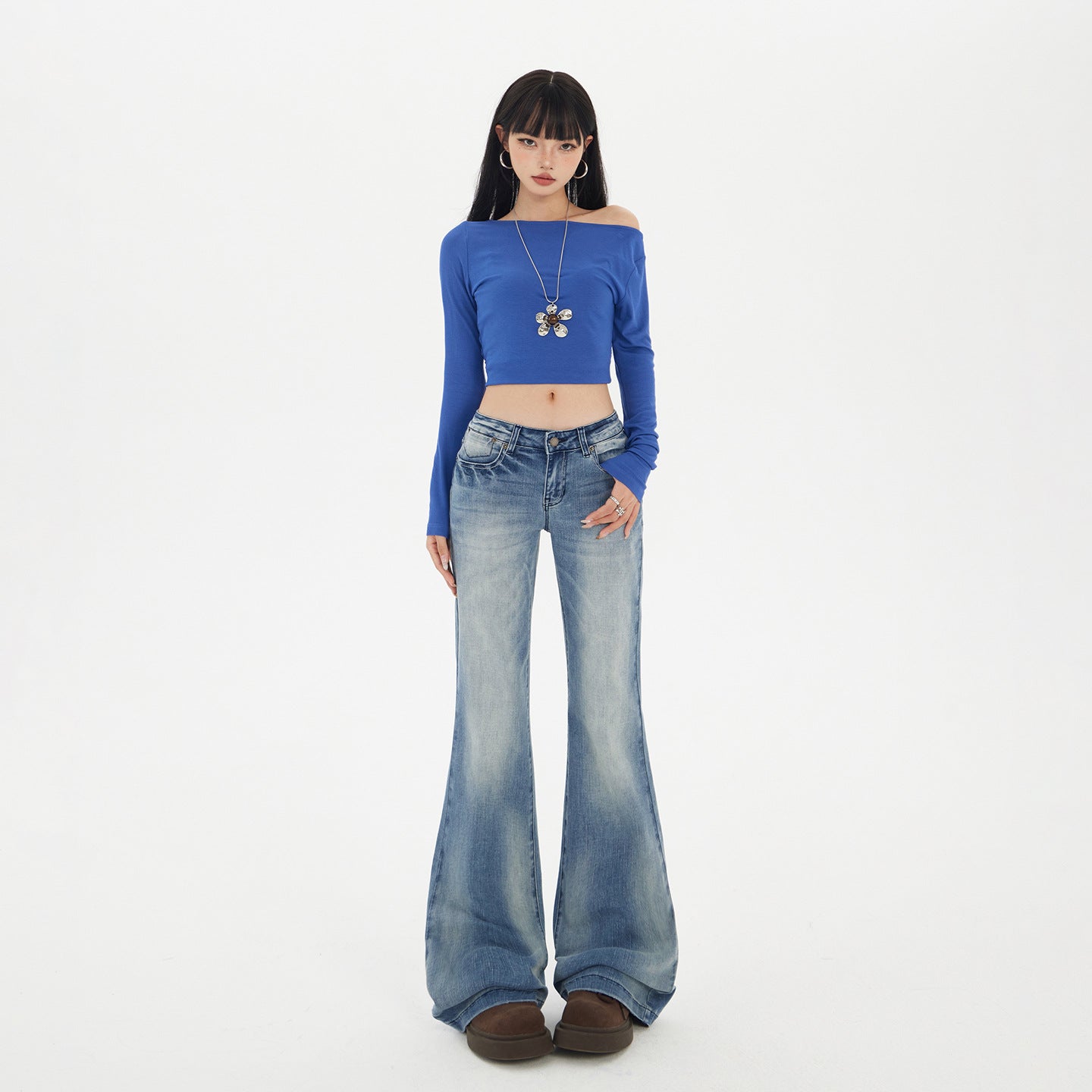 Women's Versatile Slimming Floor-Length Denim Trousers
