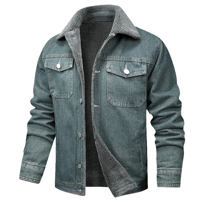 Men's Fleece Lined Denim Jacket - Trendy Casual Workwear