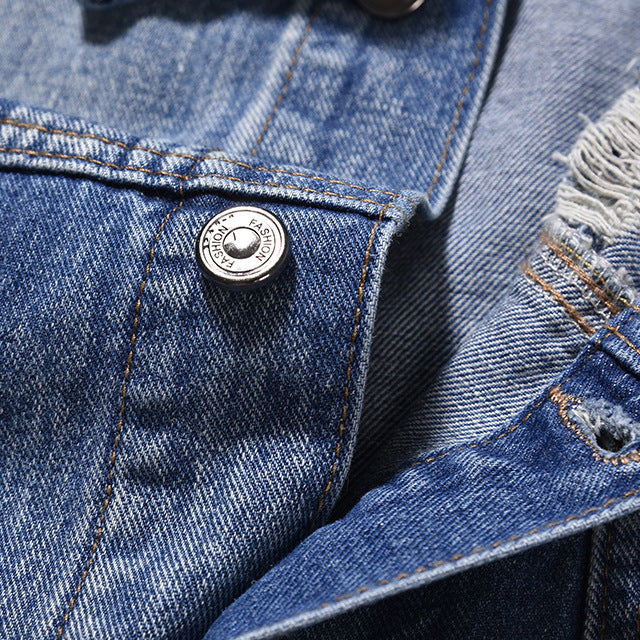 Premium Japanese Denim Jacket - American Retro Style