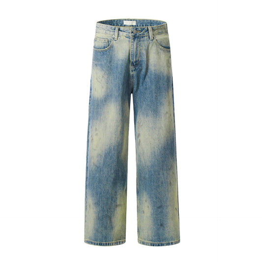 Gradient Faded Scratched Ripped Slim Street Loose Casual Long Pants