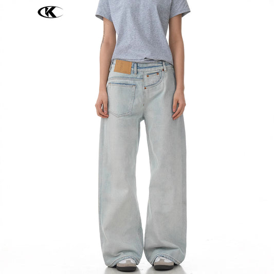 Unique Design Loose Fit Trendy Slimming Casual Stacked Long Pants
