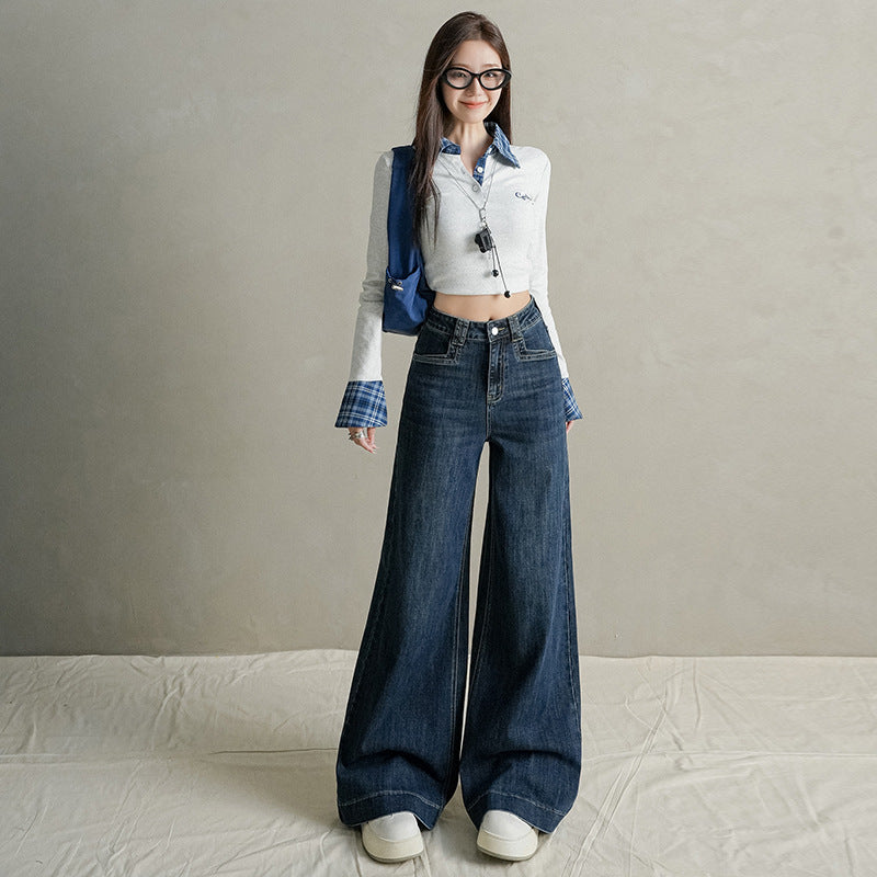 High Waist Loose Fit Denim Pants for Women - Trendy Wide Leg Trousers