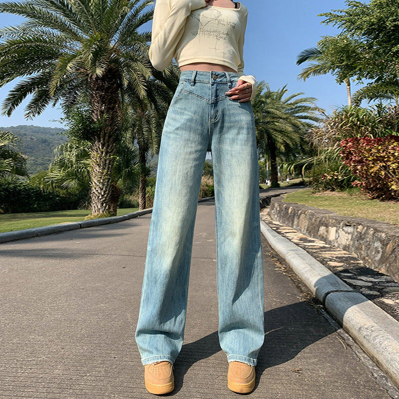 Women's High-Waist Narrow Straight Leg Jeans - Summer Collection