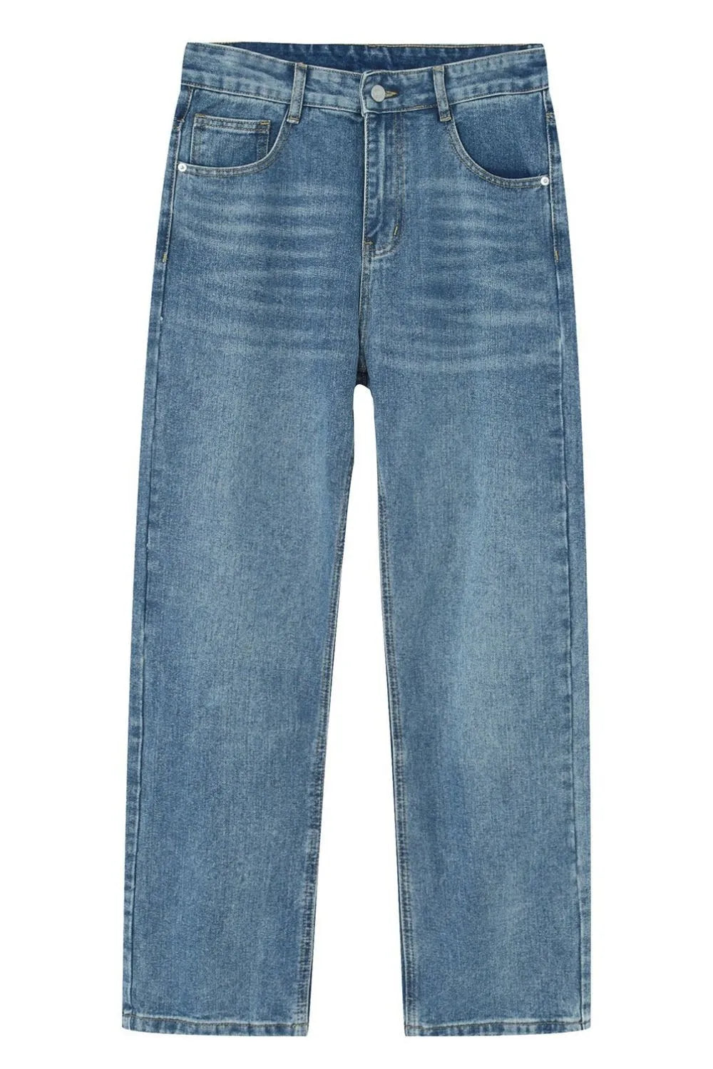 Washed Straight-Leg Slim Jeans - Premium Japanese Denim
