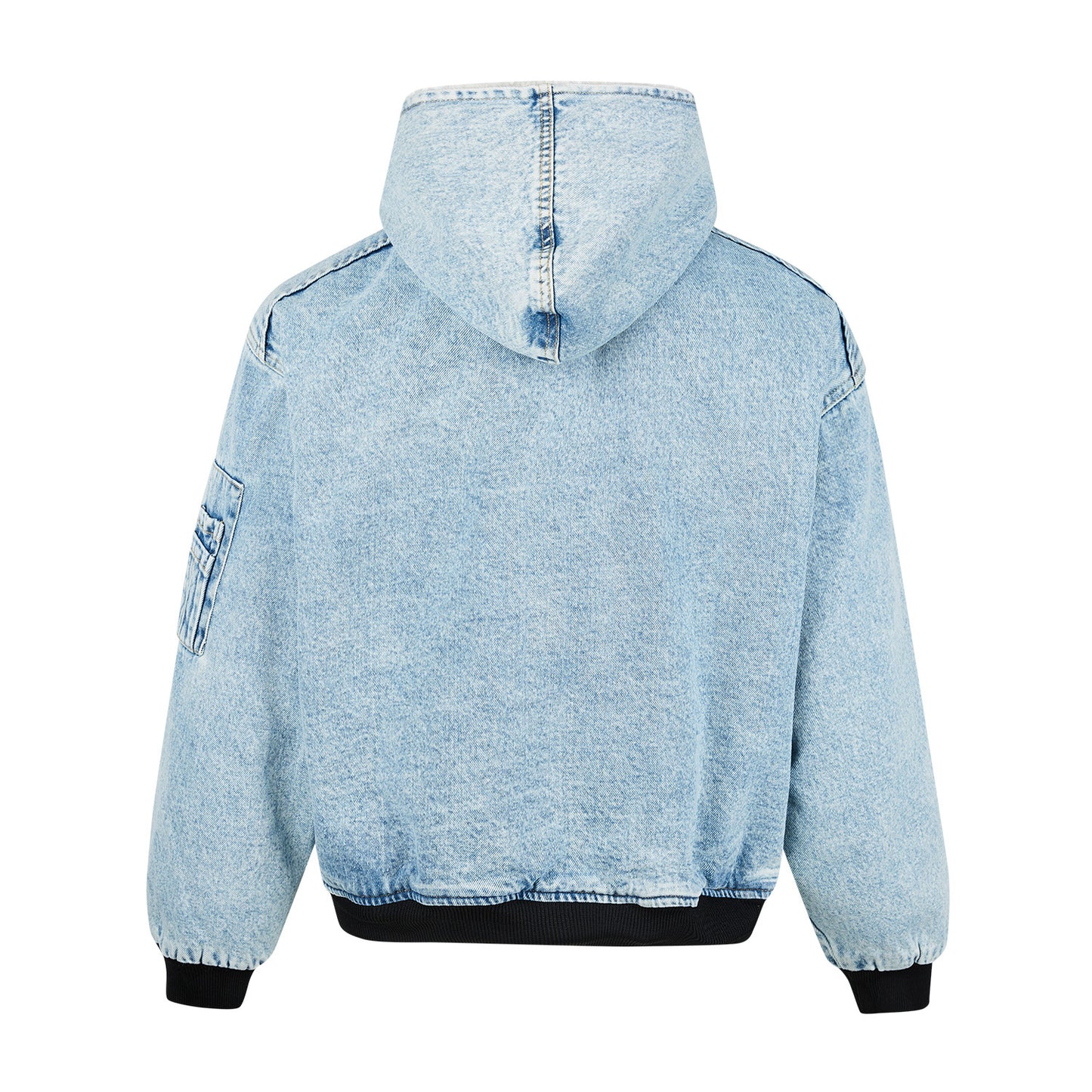 Rabbit Fur Mountain Carving Denim Blue Snowflake Pattern Jacket for Men and Women