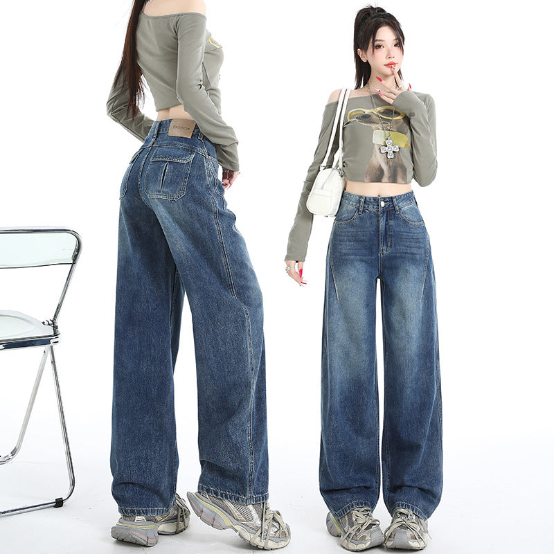 Light-Colored Wide-Leg Jeans for Women - High-Waisted Loose Plus-Size Flare Trousers