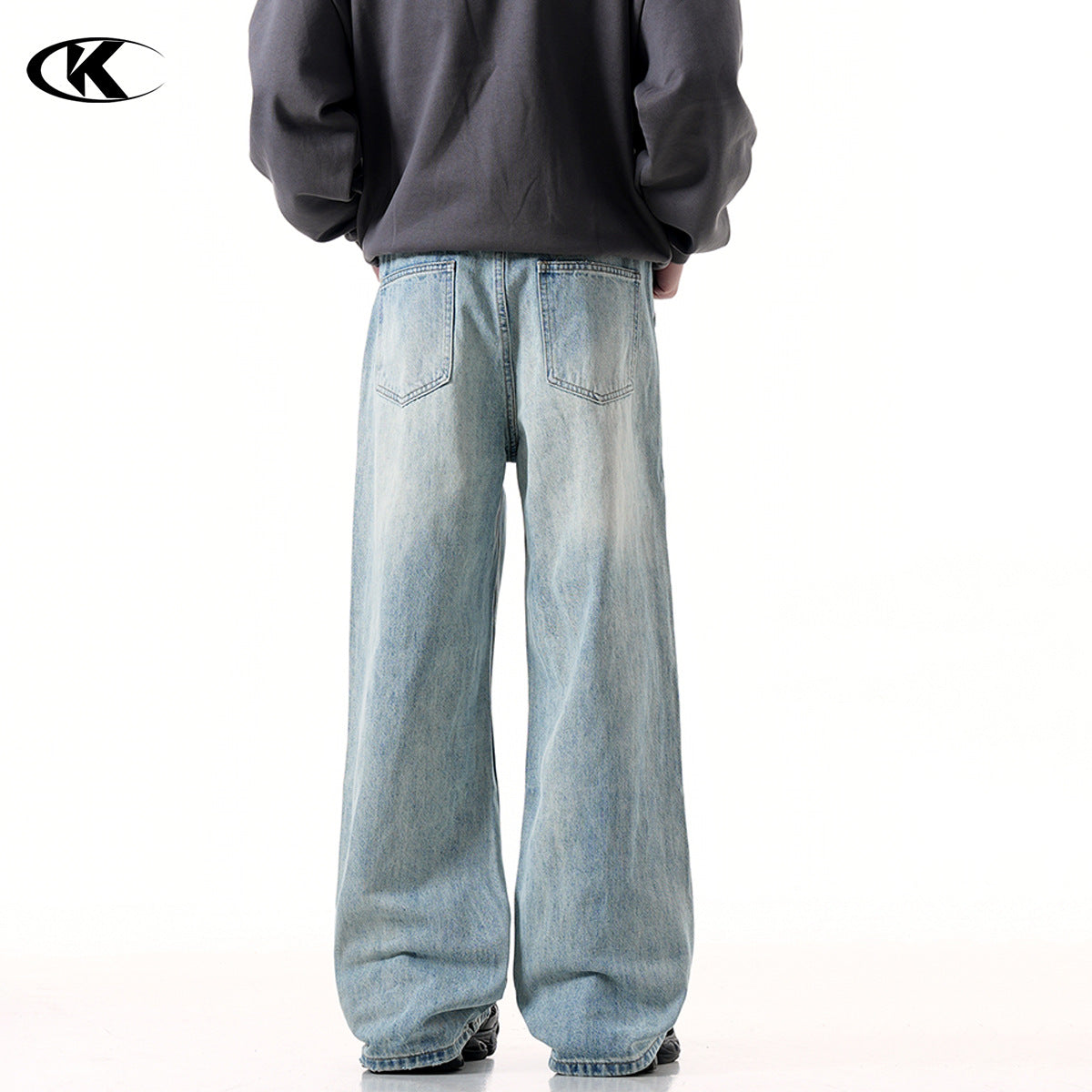 Water-Washed Simple Slimming Loose Wide-Leg Long Pants