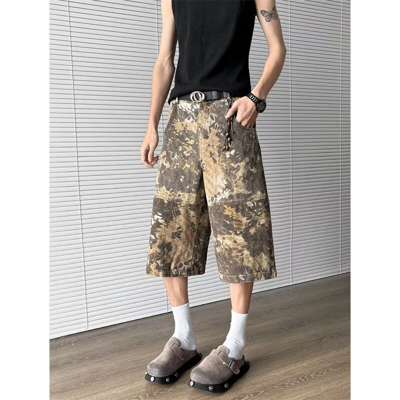 Casual Camouflage Denim Shorts for Men and Women