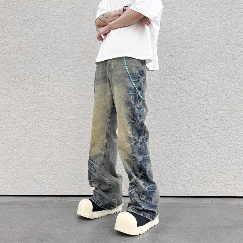 Straight Tube Micro Flared Casual Denim Pants for Men