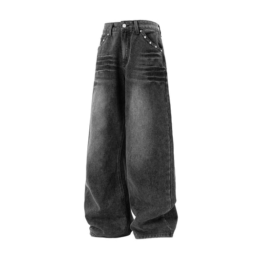 Men's Washed Denim Jeans - Graphite Grey & Blue