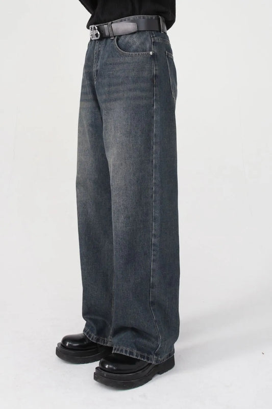 Premium Wide Leg Jeans with Pockets - Japanese Denim
