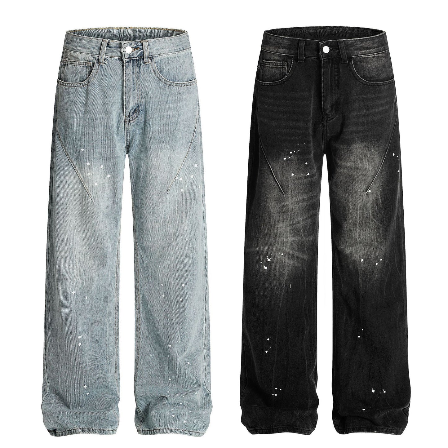 Street Style Washed Printed Straight Jeans