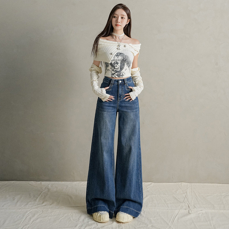 High Waist Loose Fit Denim Pants for Women - Trendy Wide Leg Trousers