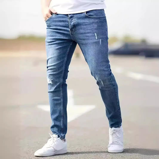 Men's American Style Elastic Skinny Jeans - Tight Fit Denim Pants