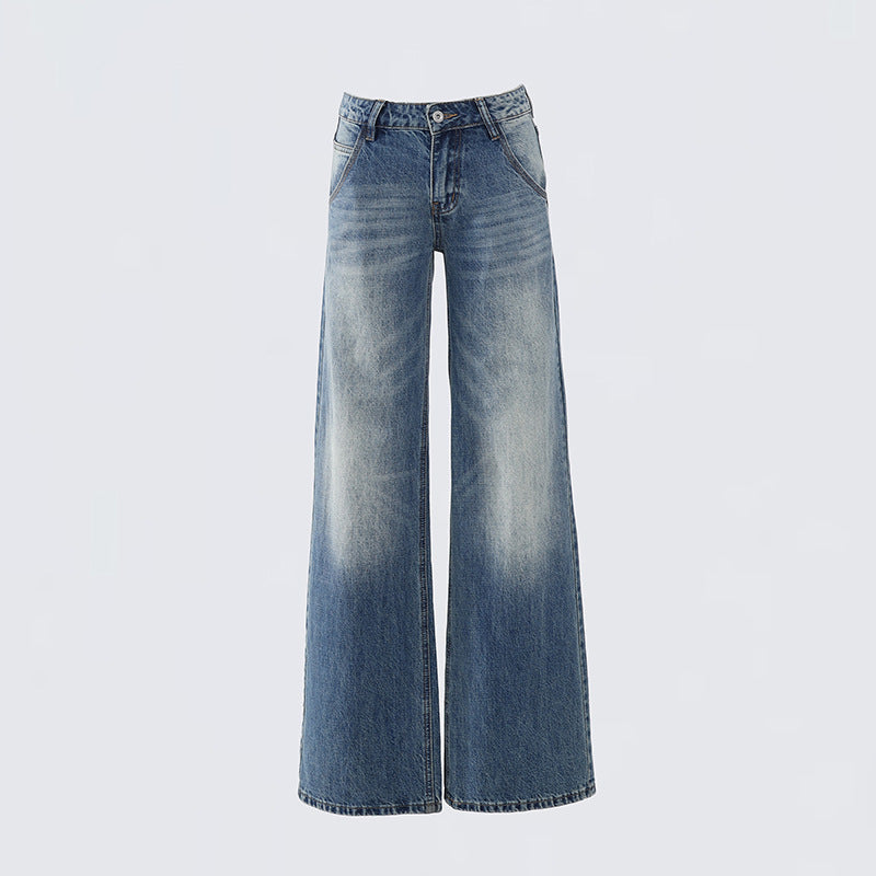 Women's Low Waist Loose Straight Leg Denim Pants