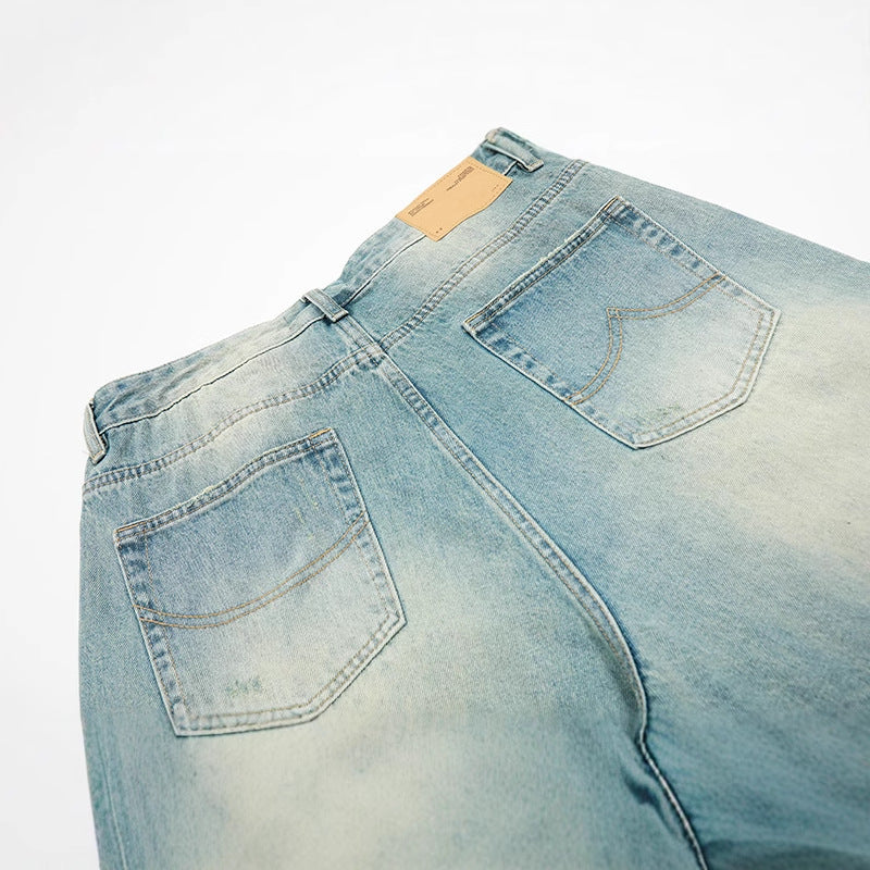 Premium Loose Straight Leg Cropped Denim Pants