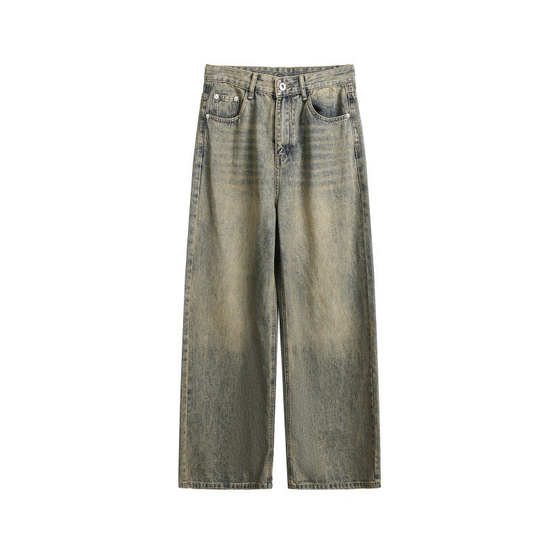 Mud Aged Loose Straight Wide Leg Jeans