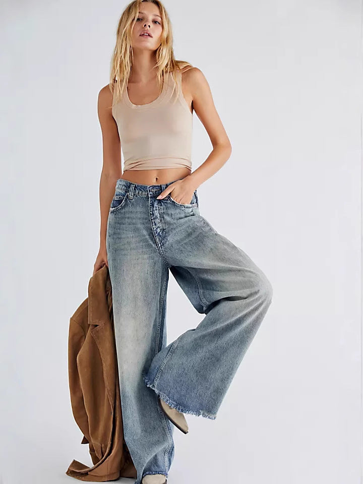 Premium Loose Wide Leg Pants in Deep and Dark Blue