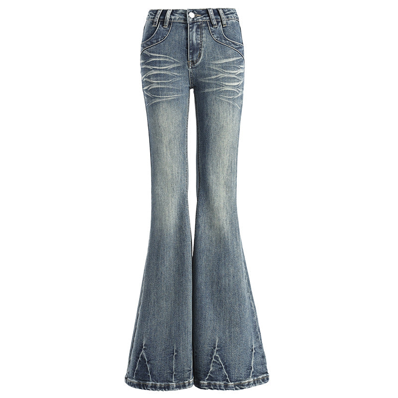 Women's Flared Jeans - Low Waist Slim Fit Ankle-Length Denim Pants