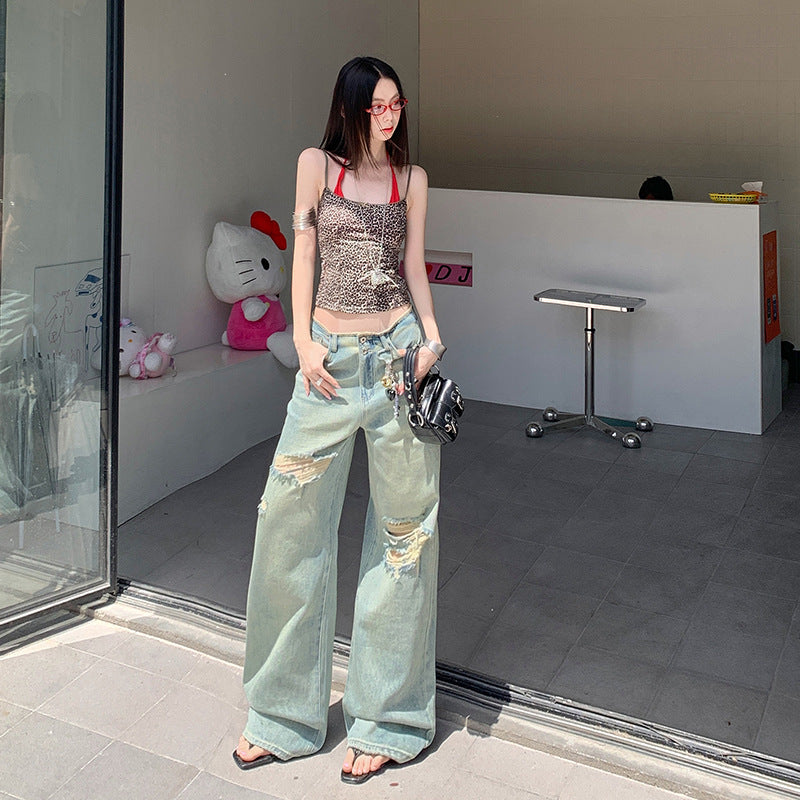 Women's High Waist Slim Narrow Leg Jeans - Vintage Design