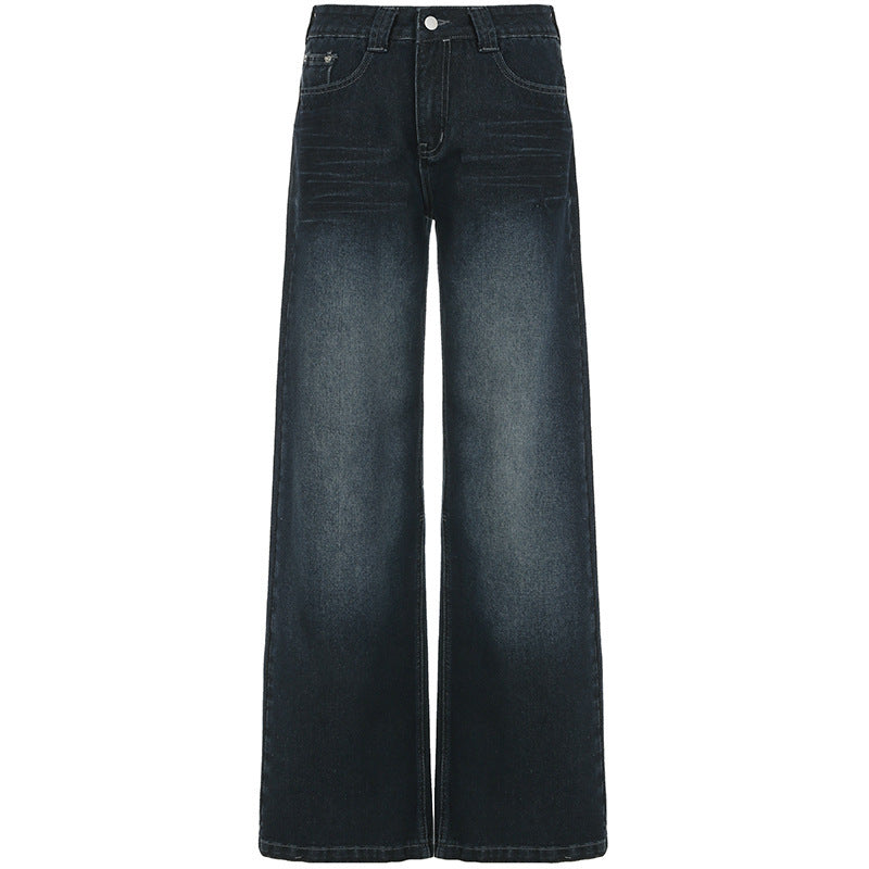 Retro Washed Loose and Slimming Straight Leg Wide Leg Casual Pants