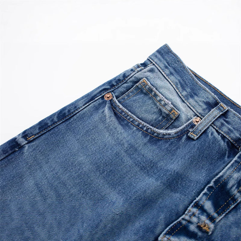 Casual Loose Commuter Denim Pants with Style Design Sense