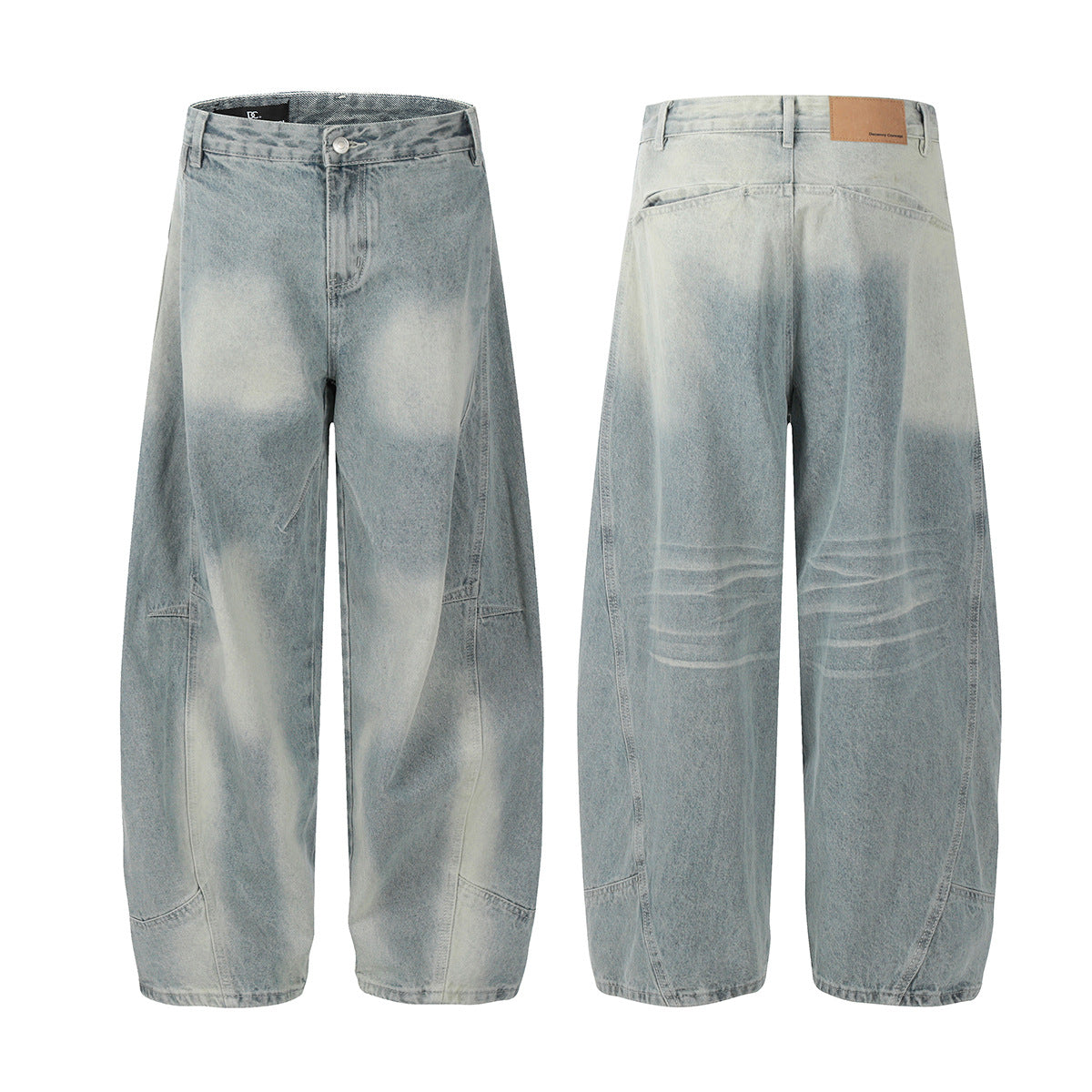 Curved Knife Washed Cowboy Vibe Wide Leg Pants