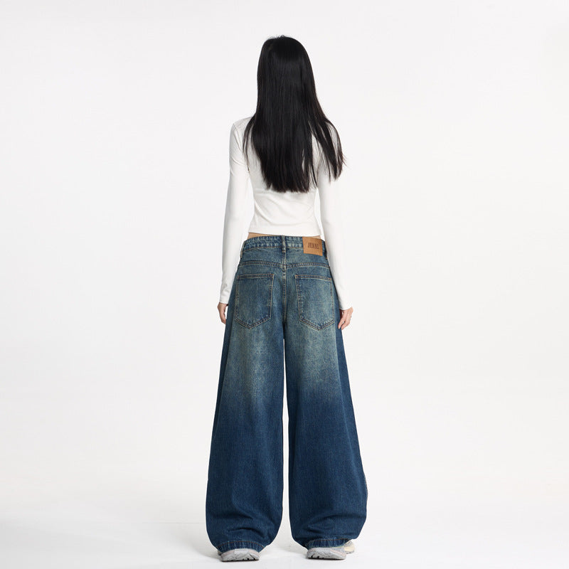 Pleated Wide-Leg Loose Denim Pants - Unisex Designer Style