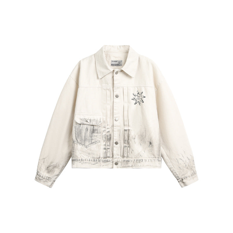 High Street Workwear Denim Jacket - Unisex Loose Fit American Retro Style