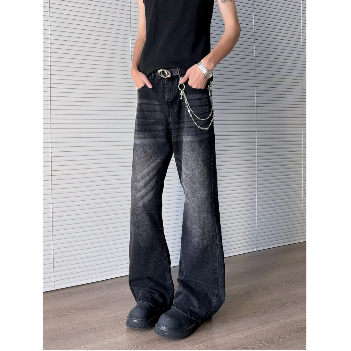 Premium Straight Leg Denim Pants with Versatile Wide Legs