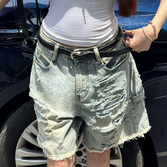 High Street Hot Girl Five Quarter Denim Shorts