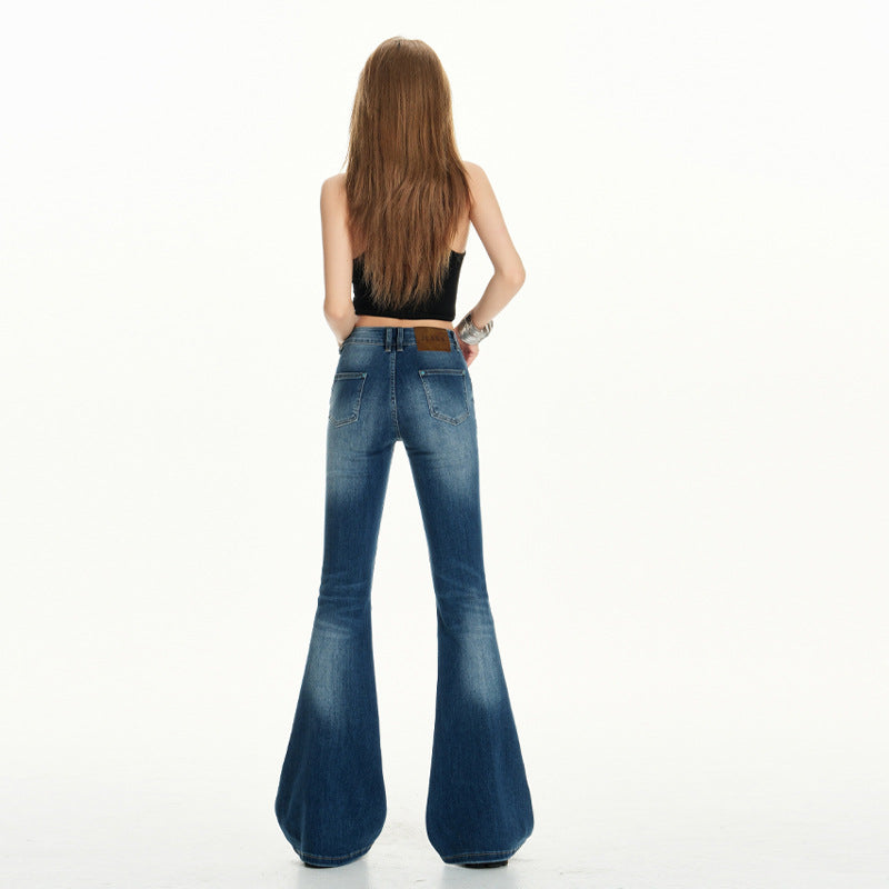 Women's Low Waist Flared Jeans - Casual Versatile Trumpet Pants