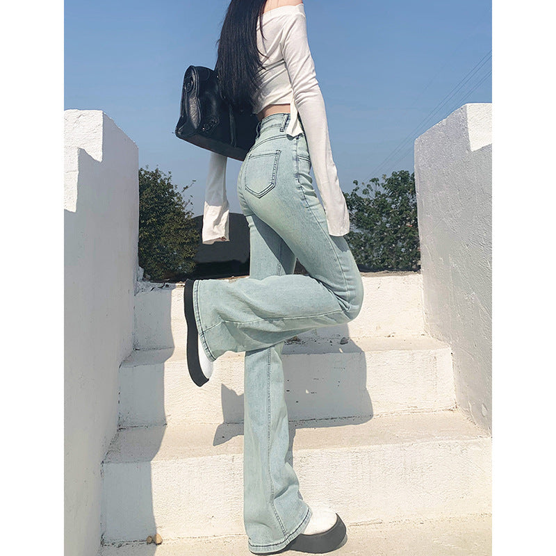 Street Style Unisex Flared Jeans - High Waist Slim Fit Denim