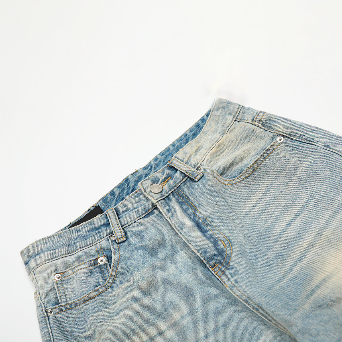 Retro Washed Denim Straight Leg Minimalist Cleanfit Pants