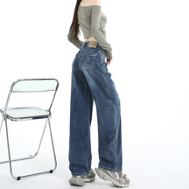 Light-Colored Wide-Leg Jeans for Women - High-Waisted Loose Plus-Size Flare Trousers