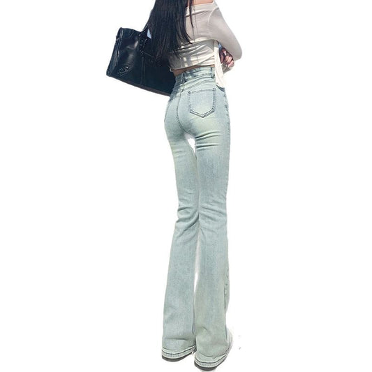 Street Style Unisex Flared Jeans - High Waist Slim Fit Denim