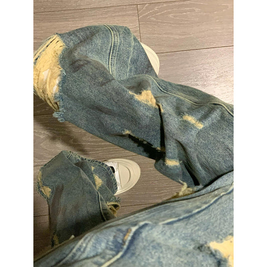 Summer Retro Loose BF Wide Leg Pants - Blue Denim