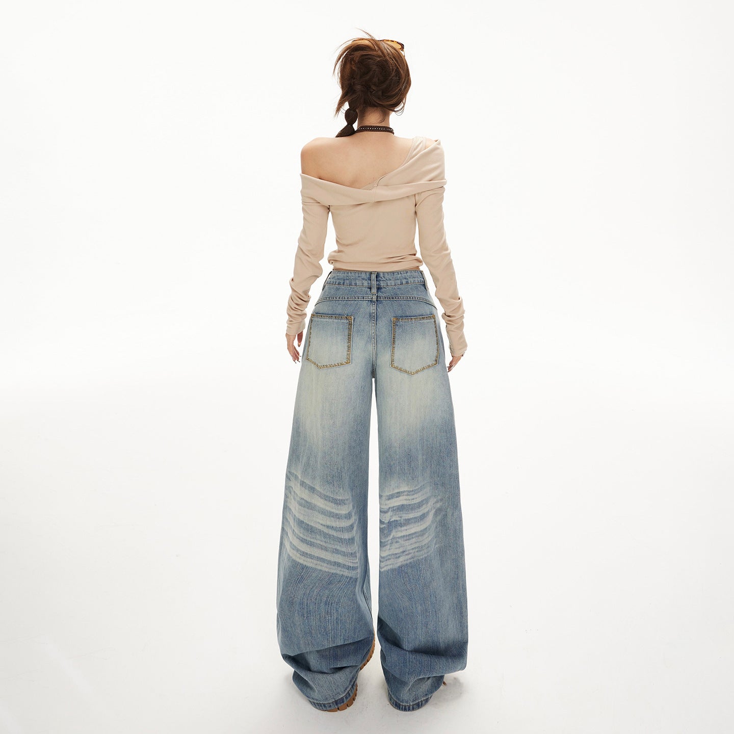 Women's Wide-Leg Jeans - Slimming Loose Straight Tube Pants